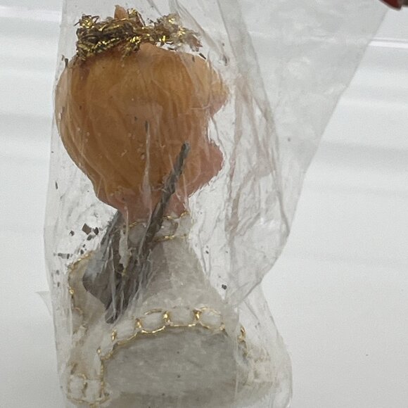 Vintage 3" Angel Blow Mold Ornament w/ Wings Hong Kong Original Package flocked - Picture 13 of 16